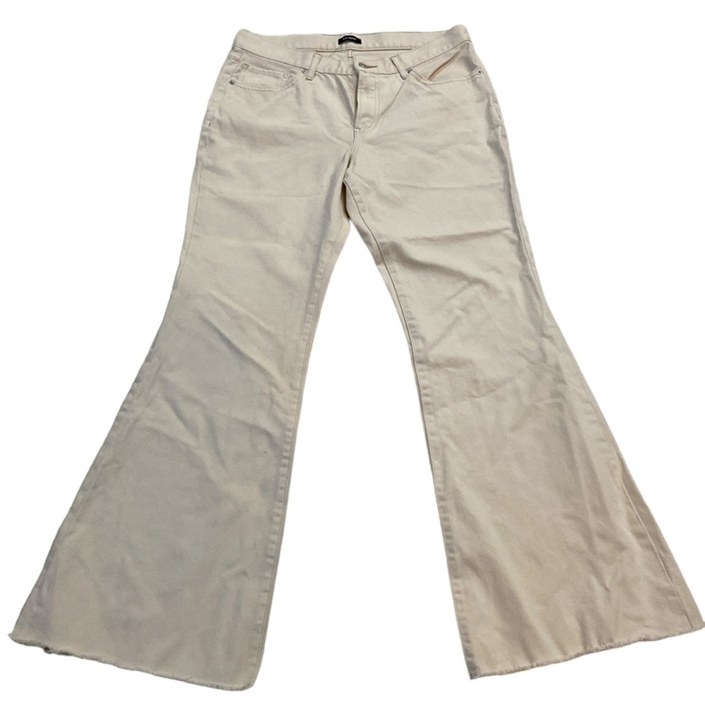 Express ‘70s Flare Pants Women's Sz 10R Cream Disco Flare Bootcut Casual Slacks